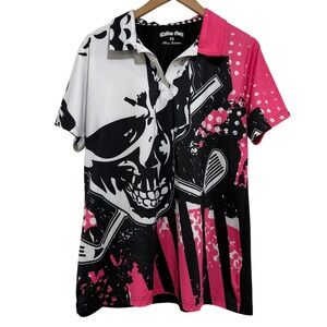 Tattoo Golf Blade Collection Skull Polo Shirt Women's XL Edgy Bikercore Goth